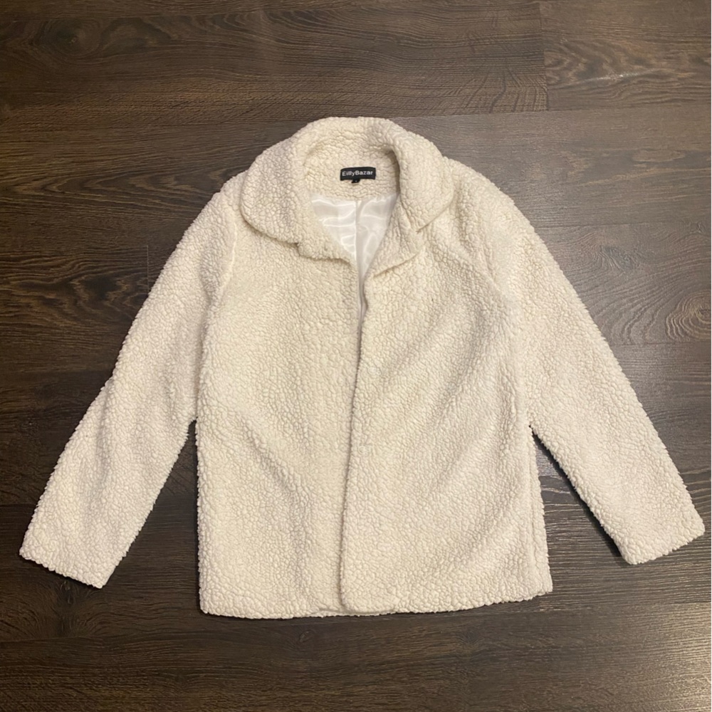 Zara Cream Teddy Jacket with Plush Texture